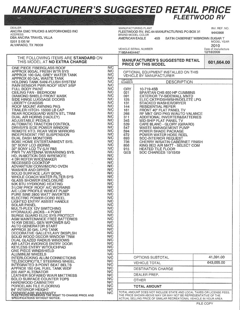 2010 American Eagle For Sale