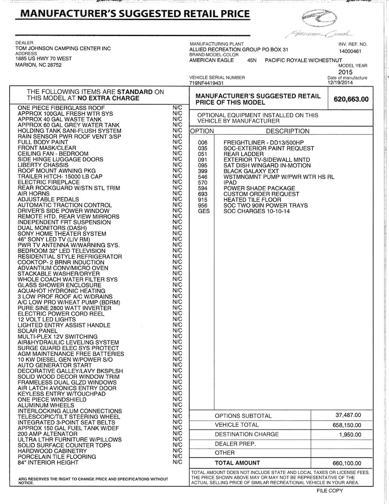 2015 American Eagle  For Sale