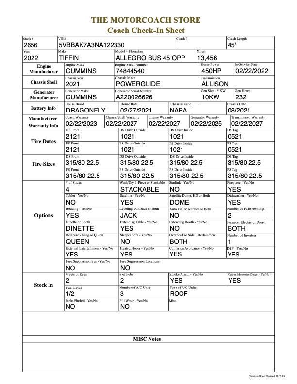 2022 Tiffin Allegro For Sale