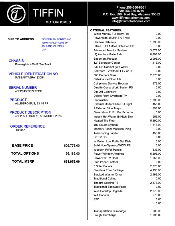 2023 Tiffin AllegroFor Sale