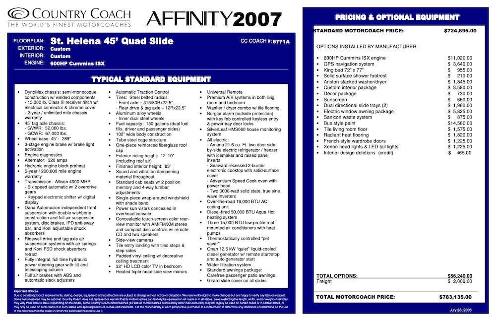 2007 Country CoachFor Sale