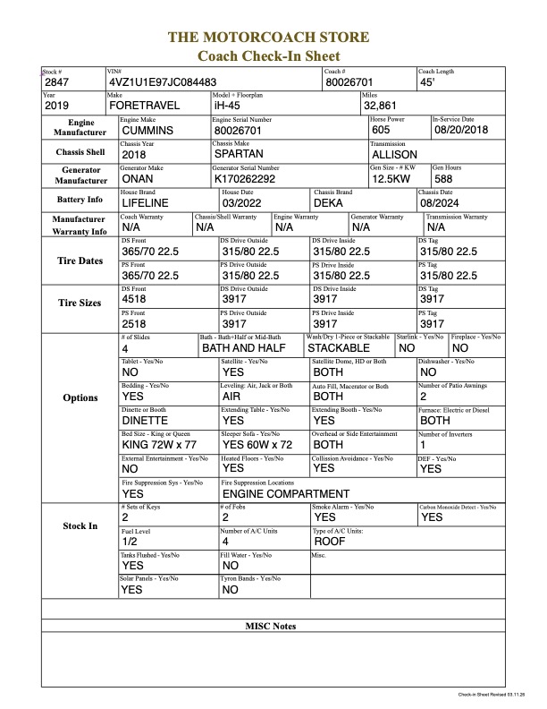 2019 Foretravel  For Sale