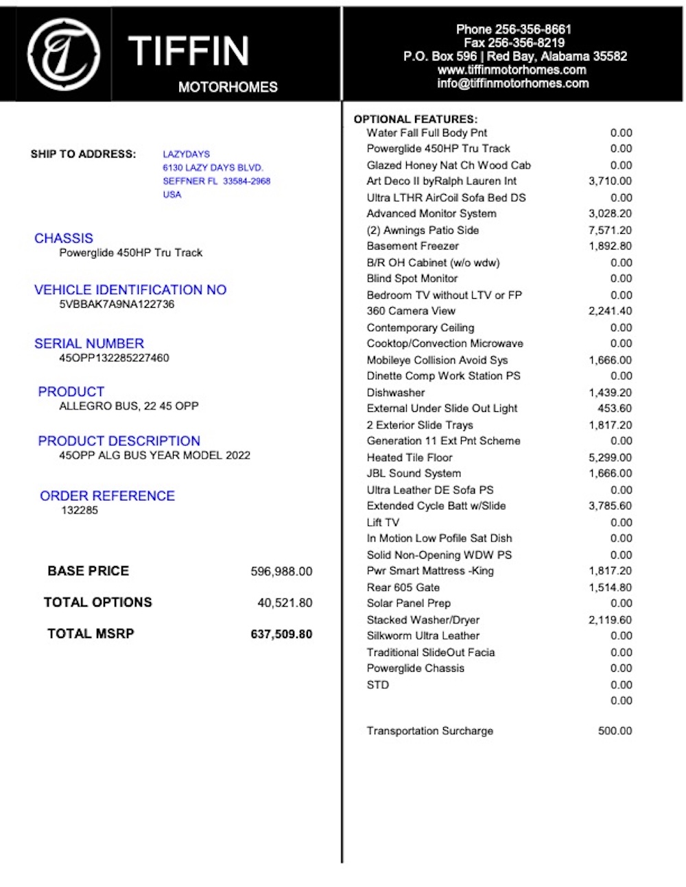 2022 Tiffin Allegro  For Sale