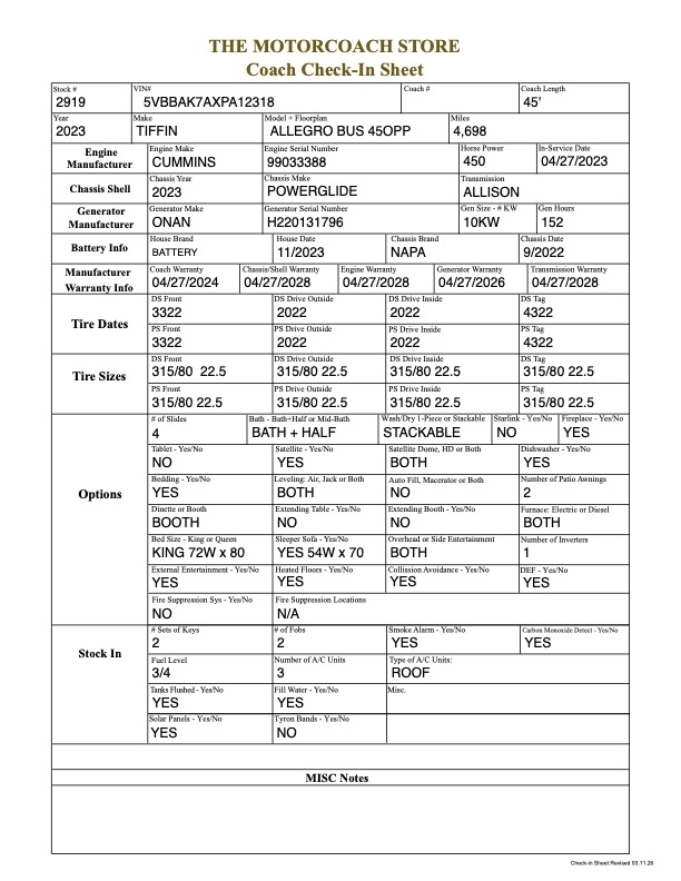 2023 Tiffin Allegro For Sale